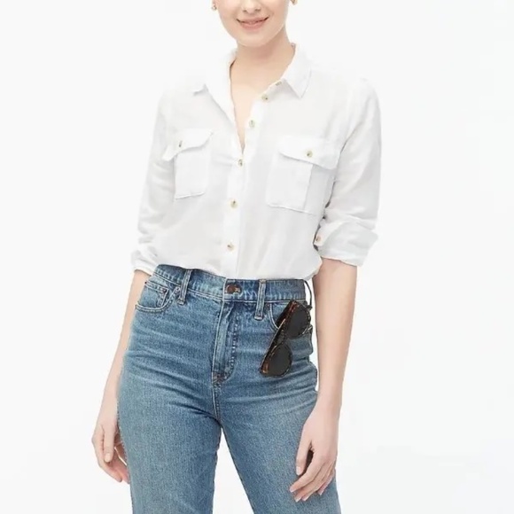 J.Crew Linen-cotton Button-up Utility Shirt - Picture 1 of 5